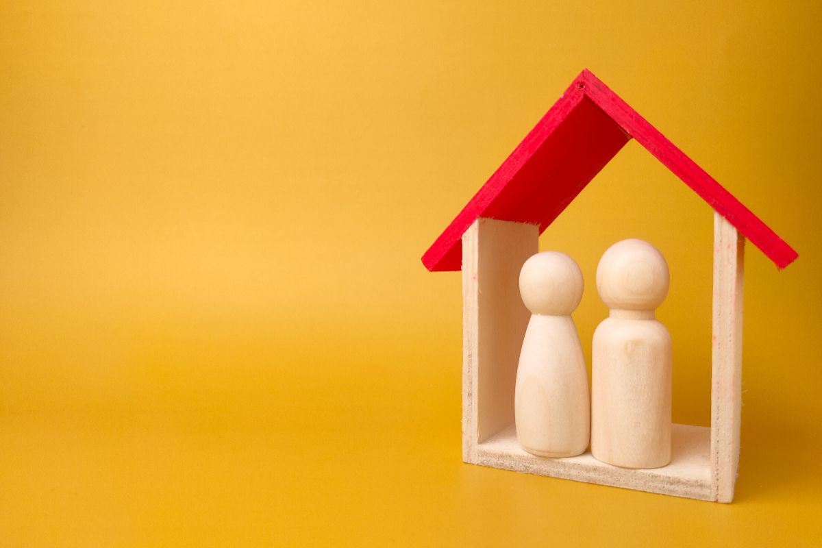 Concept of a home using wooden pegs